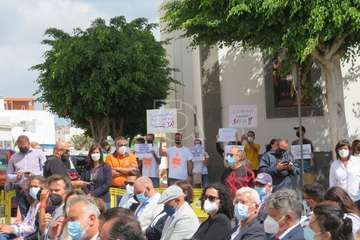 Protesta de los extrabajadores del Paco Artiles esta mañana en El Calero/TA/Antonio Alí y Acfi Press.